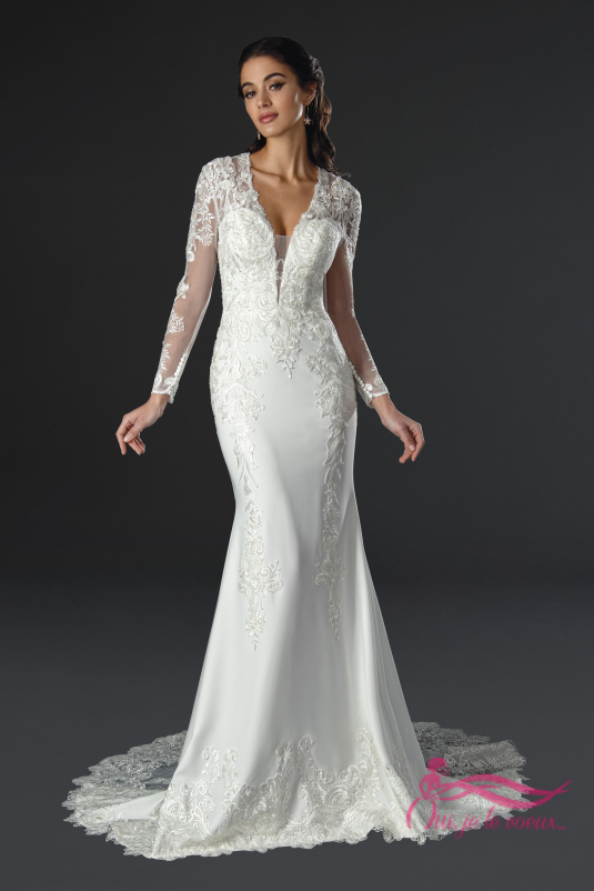 Robe de mariée crepe, Dentelle, Tremblay