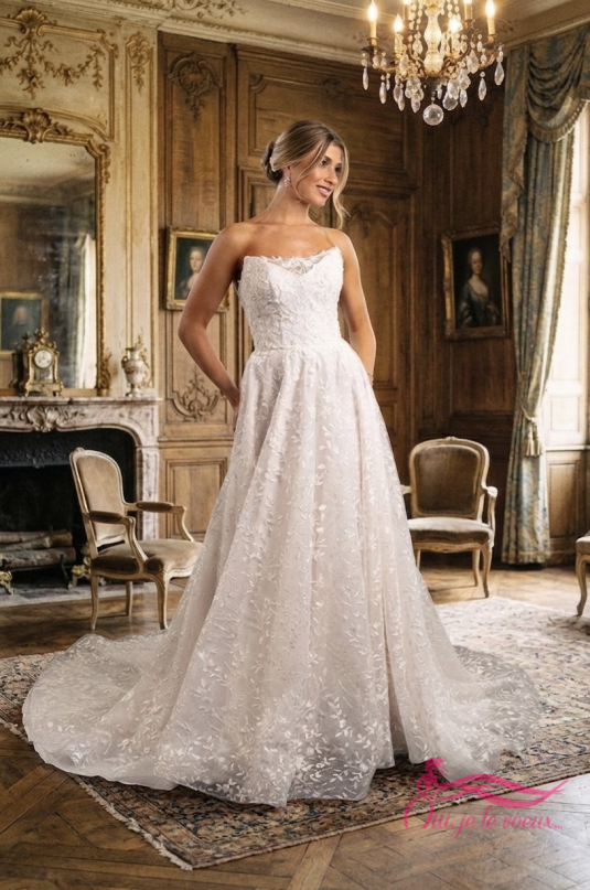 Wedding dress Tulle, Lace, Poirier