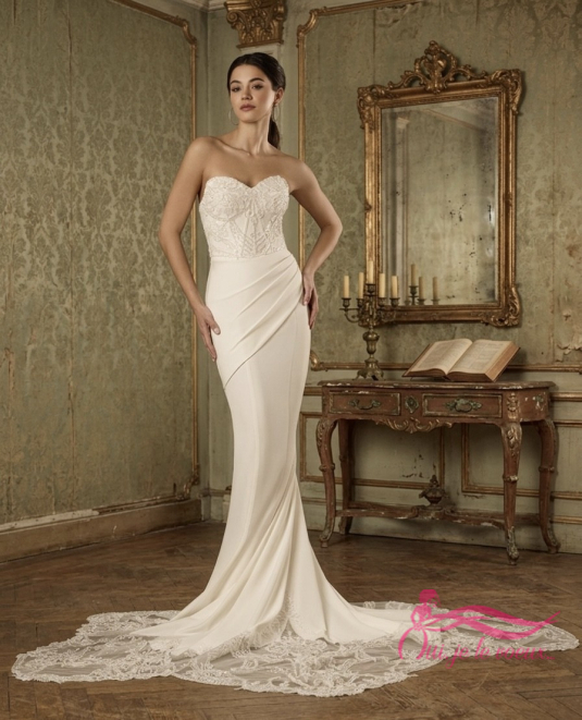 Robe de mariée crepe, Dentelle, Lanthier