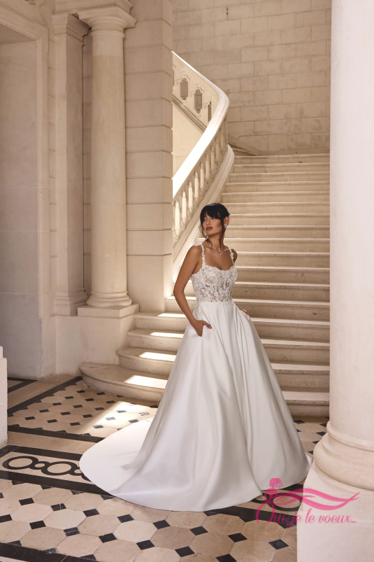 Wedding dress Lace, French Mikado, Charline