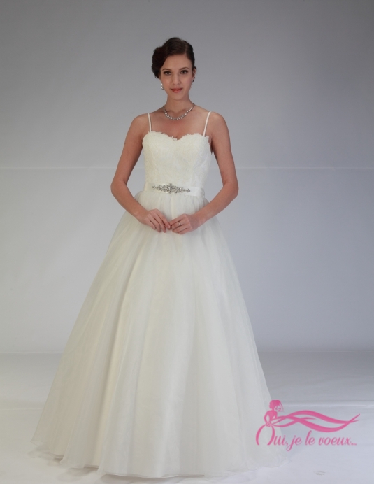 Wedding dress Lace appliquées, Organza and Tulle, Danica