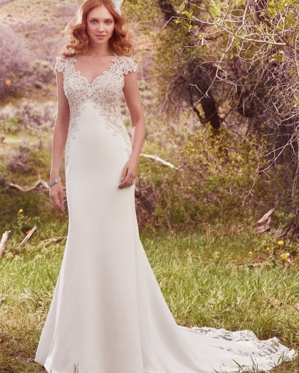Robe de mariée Chiffon, Appliquées de dentelle, Odette