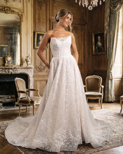 Wedding dress Tulle, Lace, Poirier