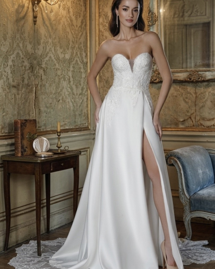 Wedding dress Satin and lace, Gagné