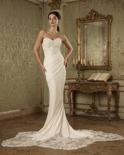 Robe de mariée crepe, Dentelle, Lanthier