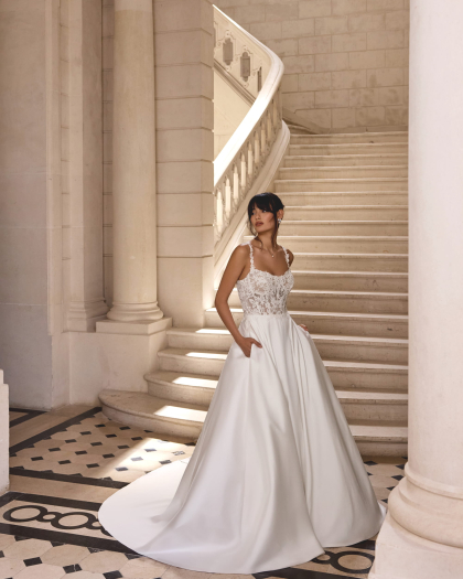 Wedding dress Lace, French Mikado, Charline